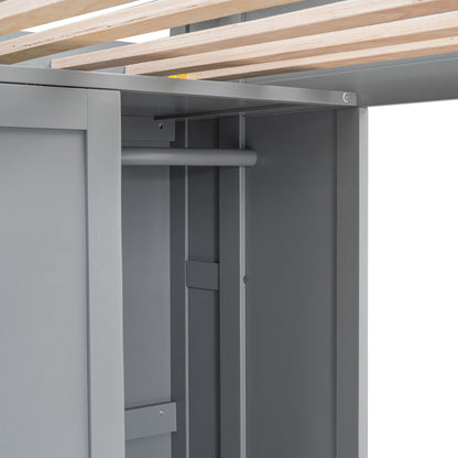 Loft Bed With Built In Desk, Storage Shelves, And Wardrobe - The Sleep Loft - Online Mattress Showroom NYC