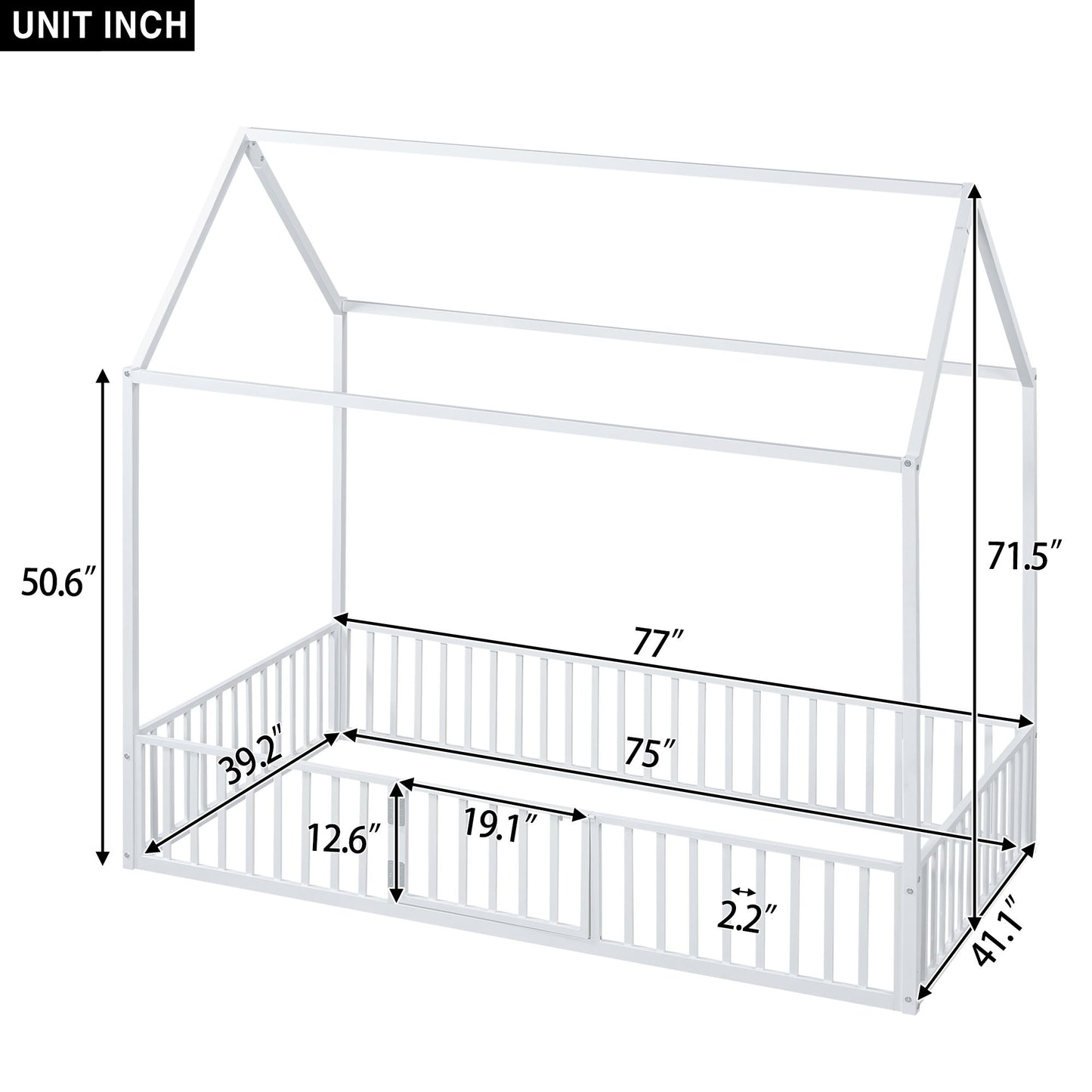 Metal House Bed With Fence And Door - The Sleep Loft - Online Mattress Showroom NYC