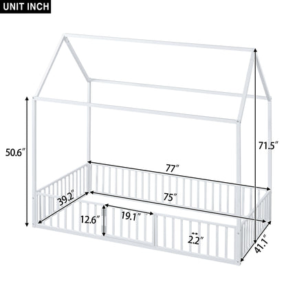 Metal House Bed With Fence And Door - The Sleep Loft - Online Mattress Showroom NYC