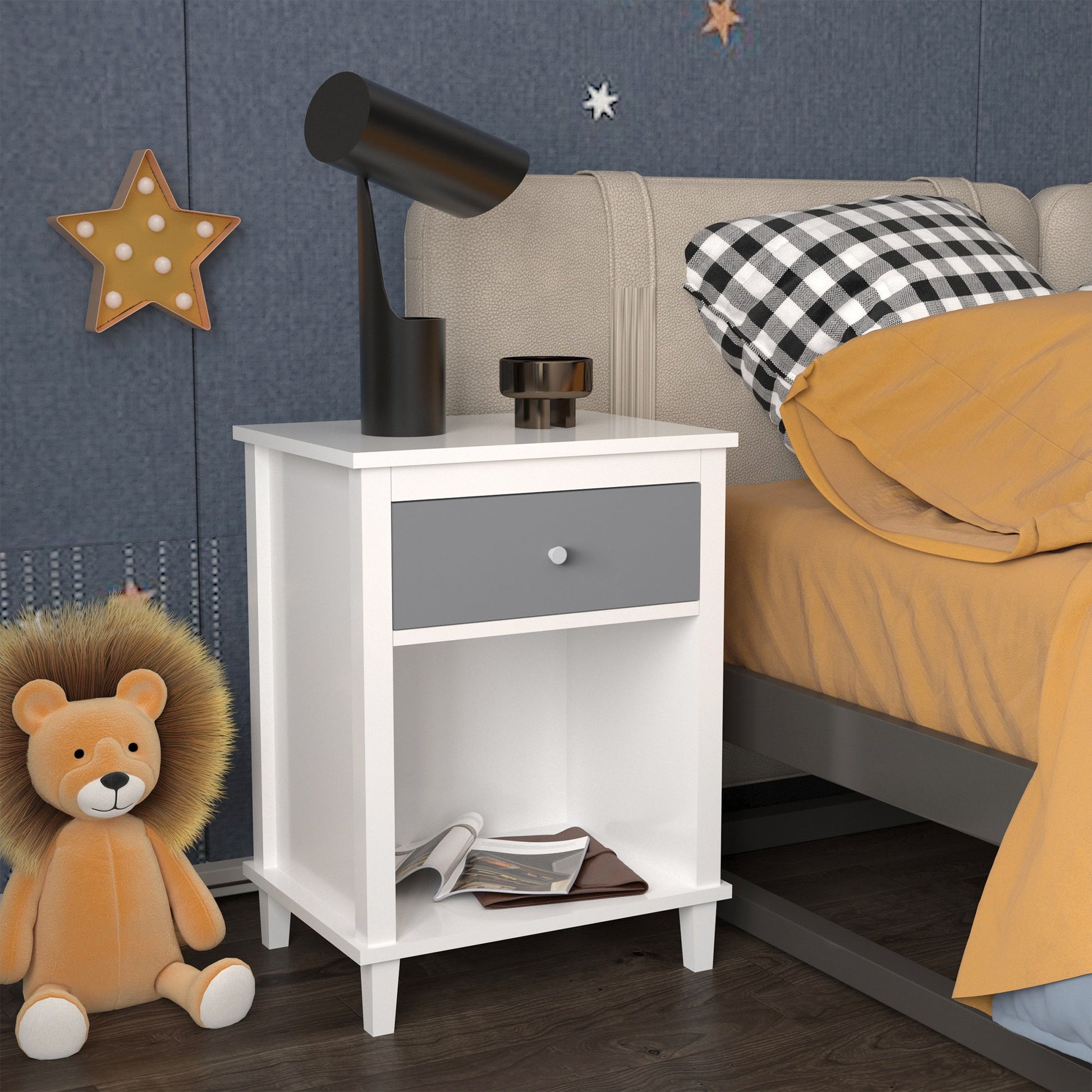 Nightstand With 1 Drawer 1 Shelf - The Sleep Loft - Online Mattress Showroom NYC