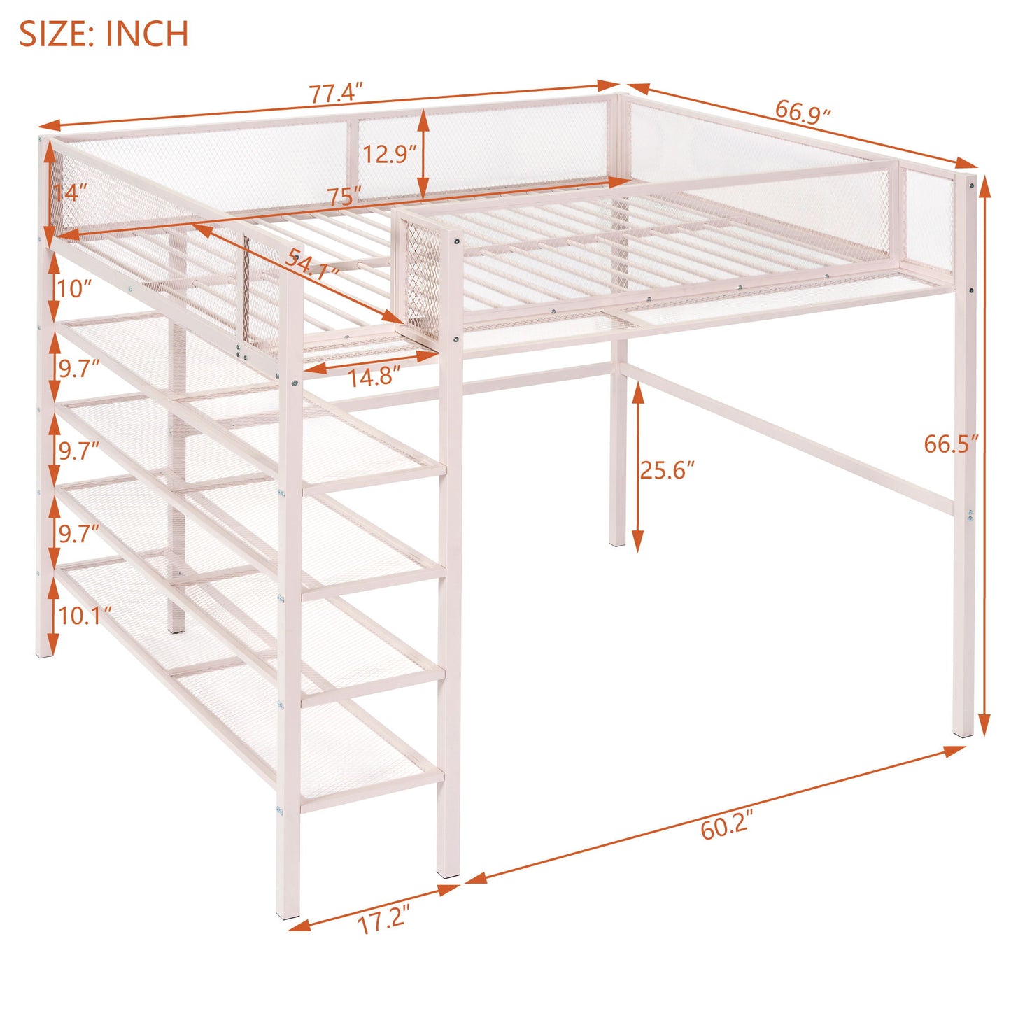 Loft Bed With 4 Tier Shelves And Storage - The Sleep Loft - Online Mattress Showroom NYC