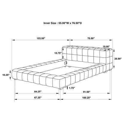 Kinsley - Upholstered Full Platform Bed With Low Profile And Tufted Headboard - Taupe - The Sleep Loft - Online Mattress Showroom NYC
