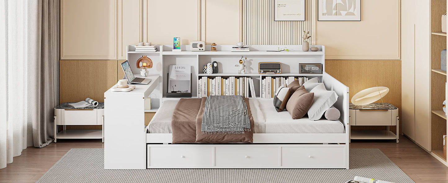 Daybed With 3 Drawers USB Ports And Desk - The Sleep Loft - Online Mattress Showroom NYC