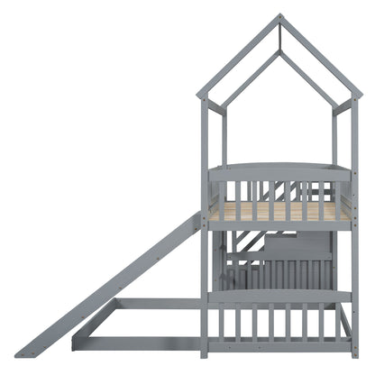 House Bunk Bed With Slide - The Sleep Loft - Online Mattress Showroom NYC
