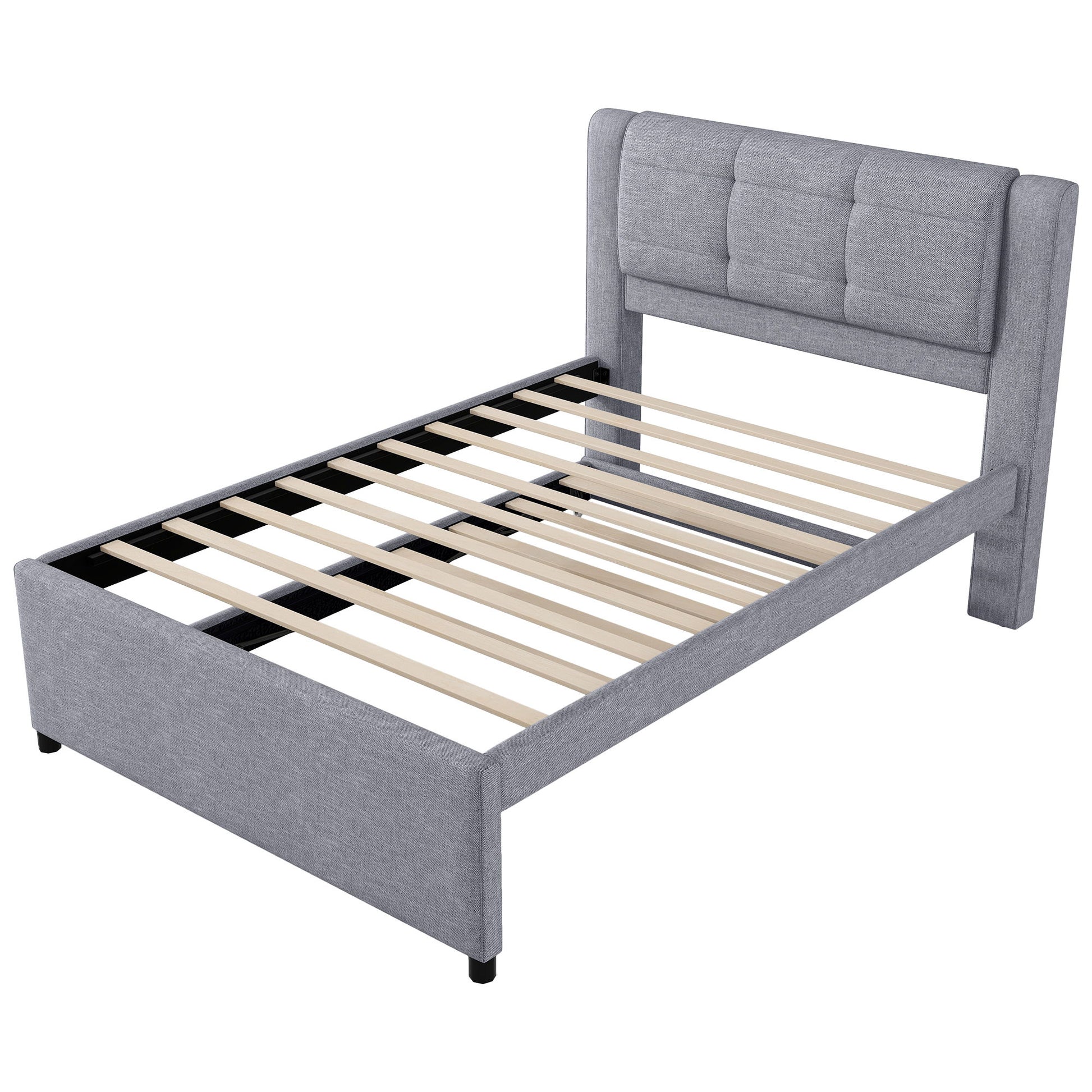 Upholstery Platform Bed With Trundle, Trundle Can Be Flat Or Erected - The Sleep Loft - Online Mattress Showroom NYC