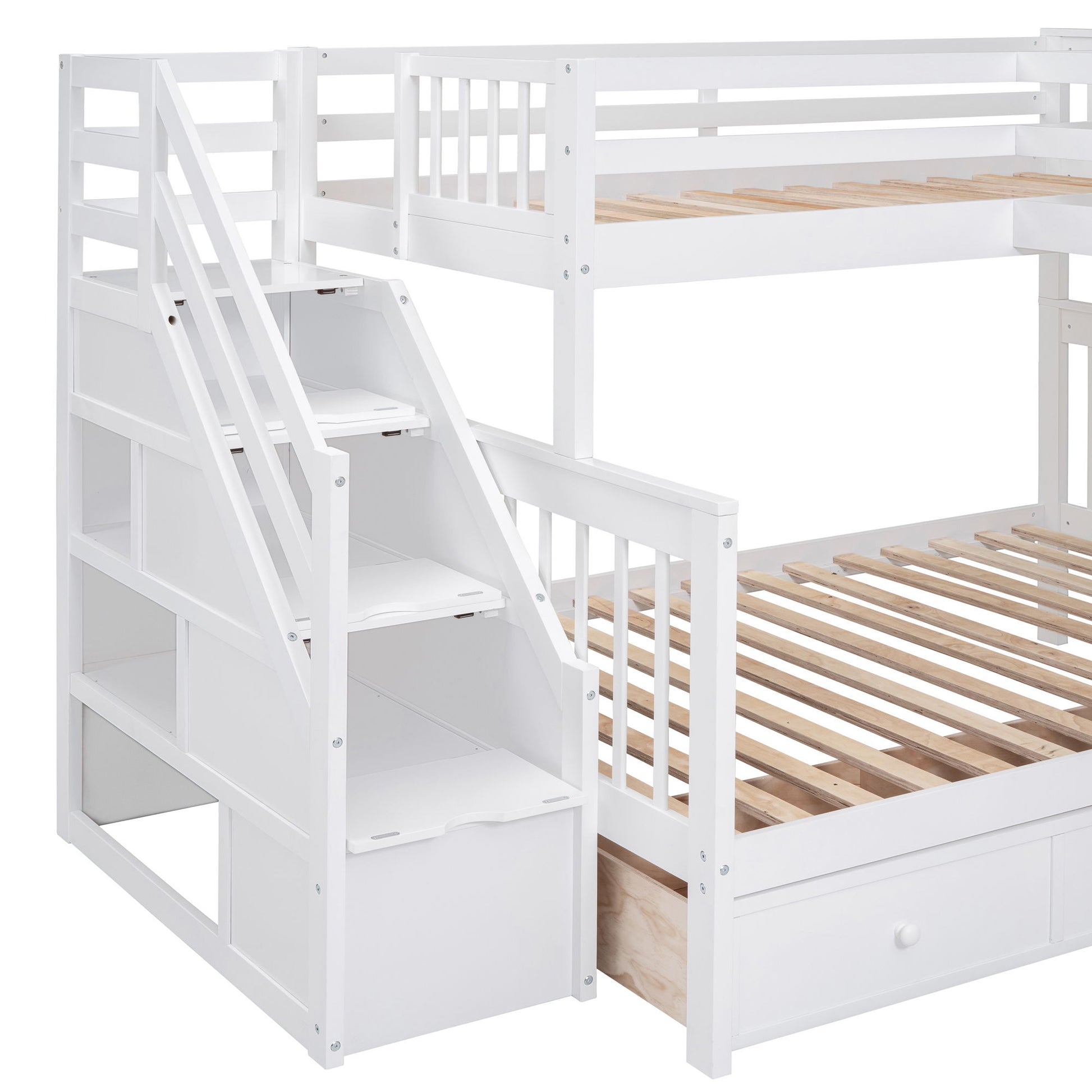 L Shaped Bunk Bed With 3 Drawers, Portable Desk And Wardrobe - The Sleep Loft - Online Mattress Showroom NYC