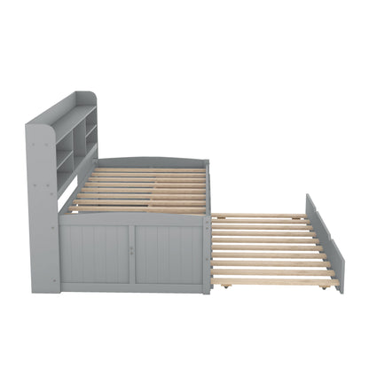 Captain Bed With Built In Bookshelves, 3 Storage Drawers, And Trundle - The Sleep Loft - Online Mattress Showroom NYC