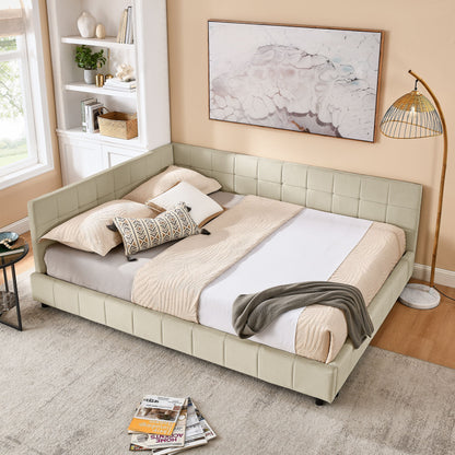 Mid-Century Storage Upholstered Tufted Bed Frame With Backrest And Armrests - The Sleep Loft - Online Mattress Showroom NYC