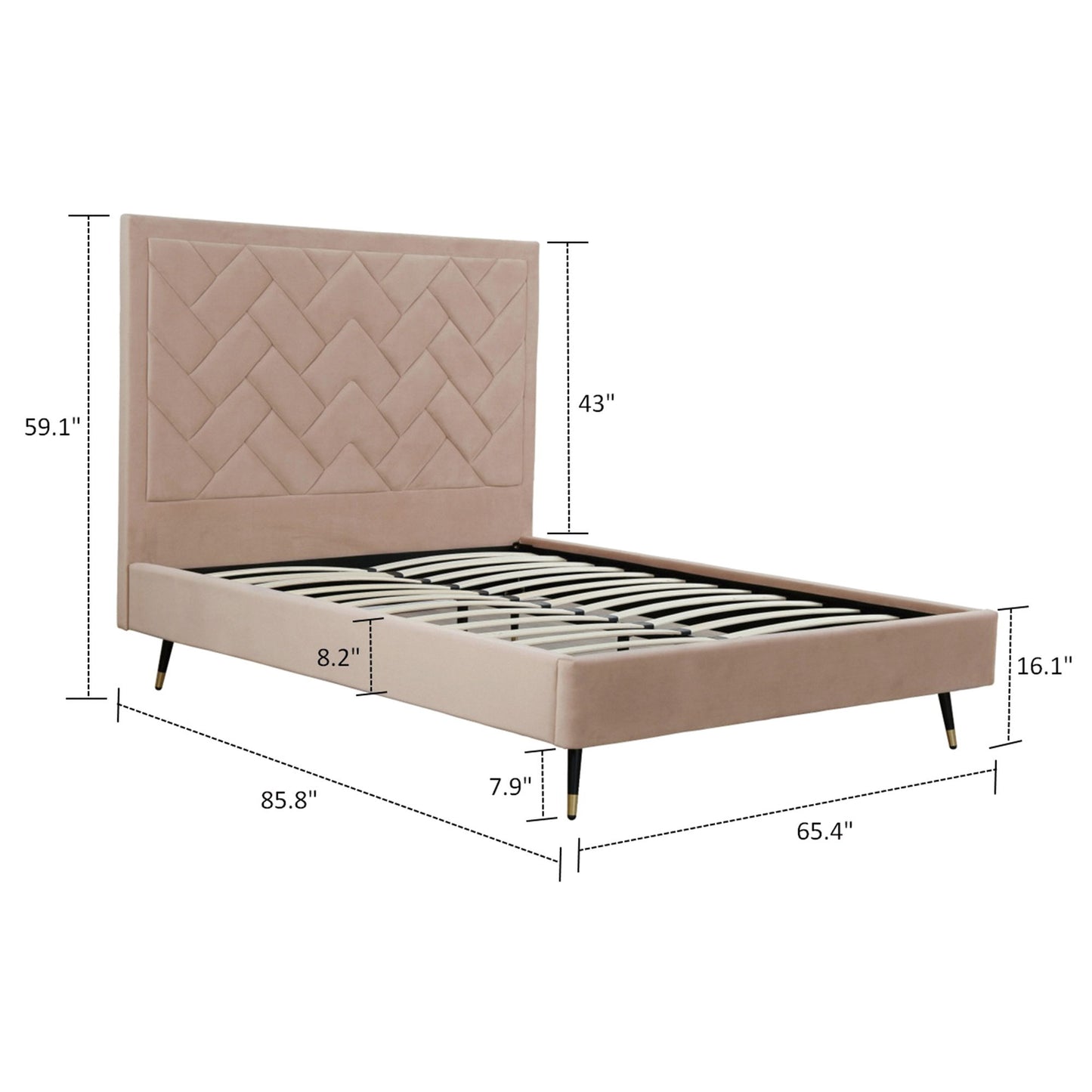 Crosby - Bed With Upholstered Headboard And Slats - The Sleep Loft - Online Mattress Showroom NYC