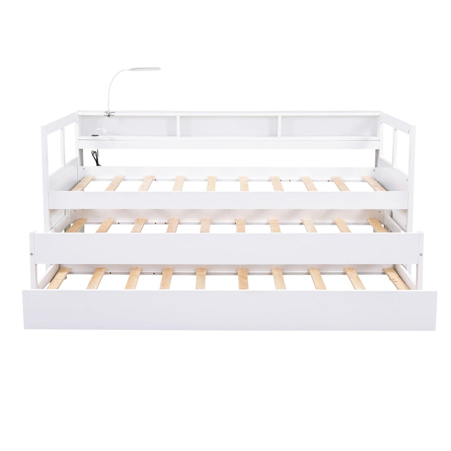 Daybed With 2 Trundles, 3 Storage Cubbies, Built In USB Charging Light - The Sleep Loft - Online Mattress Showroom NYC