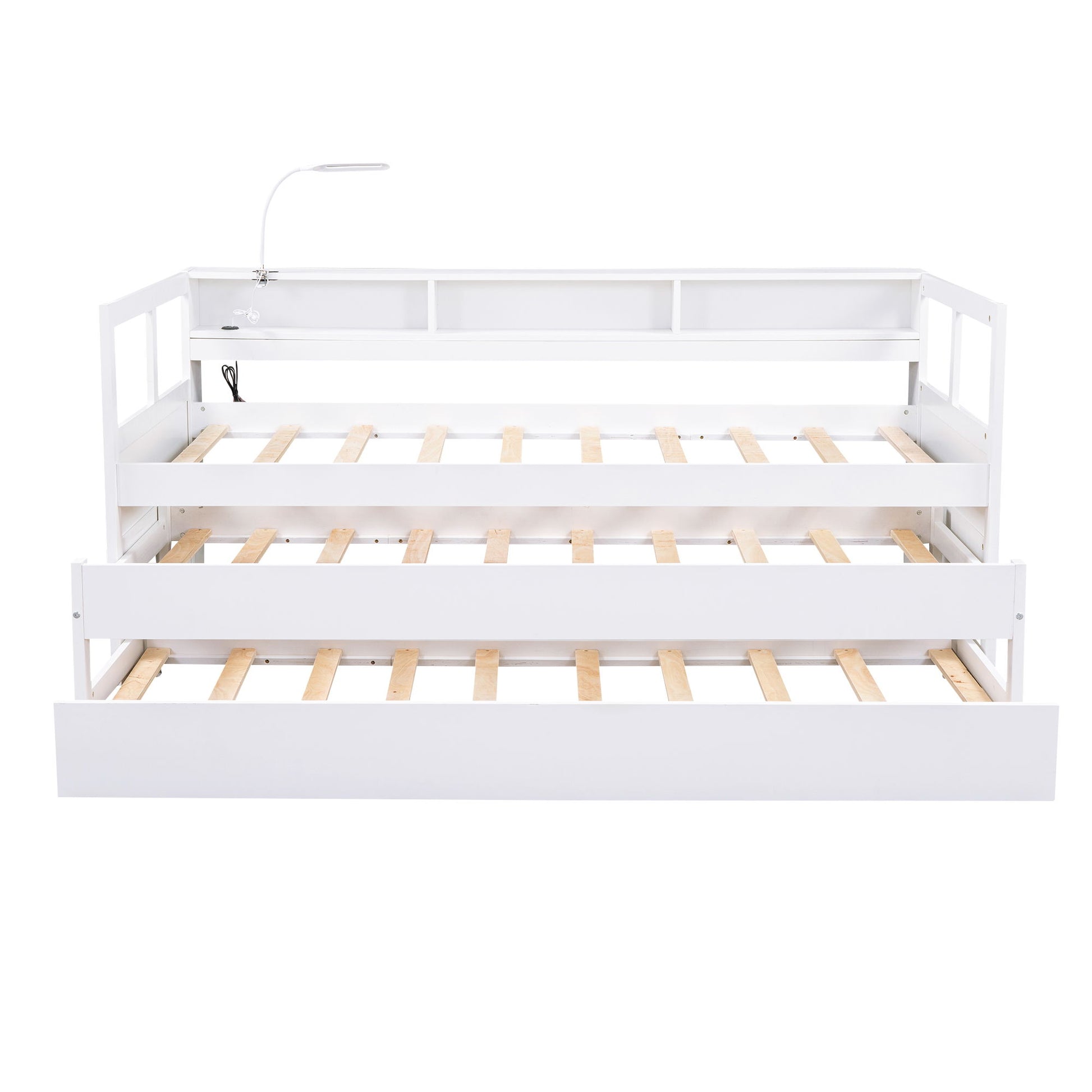 Daybed With 2 Trundles, 3 Storage Cubbies, Built In USB Charging Light - The Sleep Loft - Online Mattress Showroom NYC