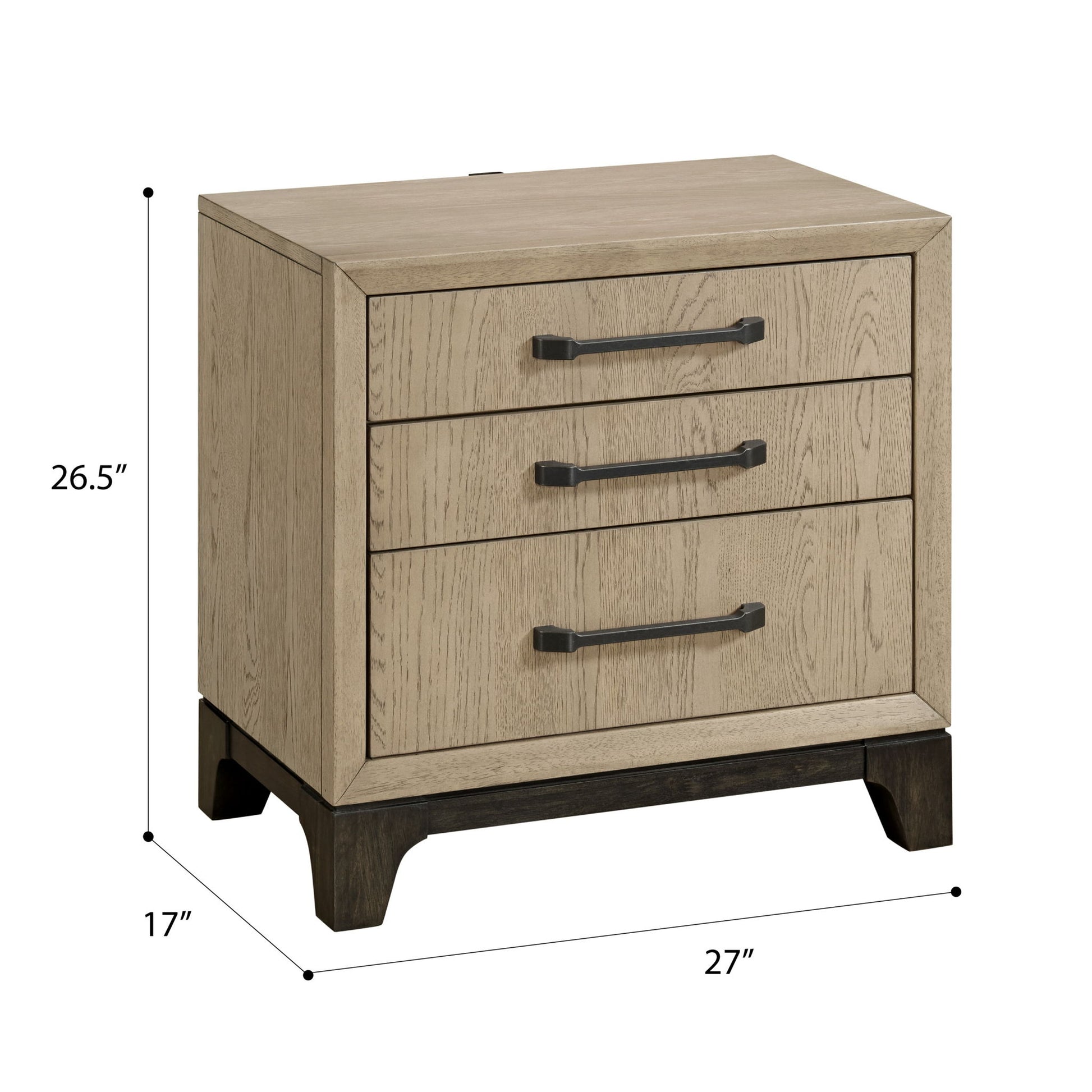 3 Drawer Nightstand With USB Charging Port - Brown - The Sleep Loft - Online Mattress Showroom NYC