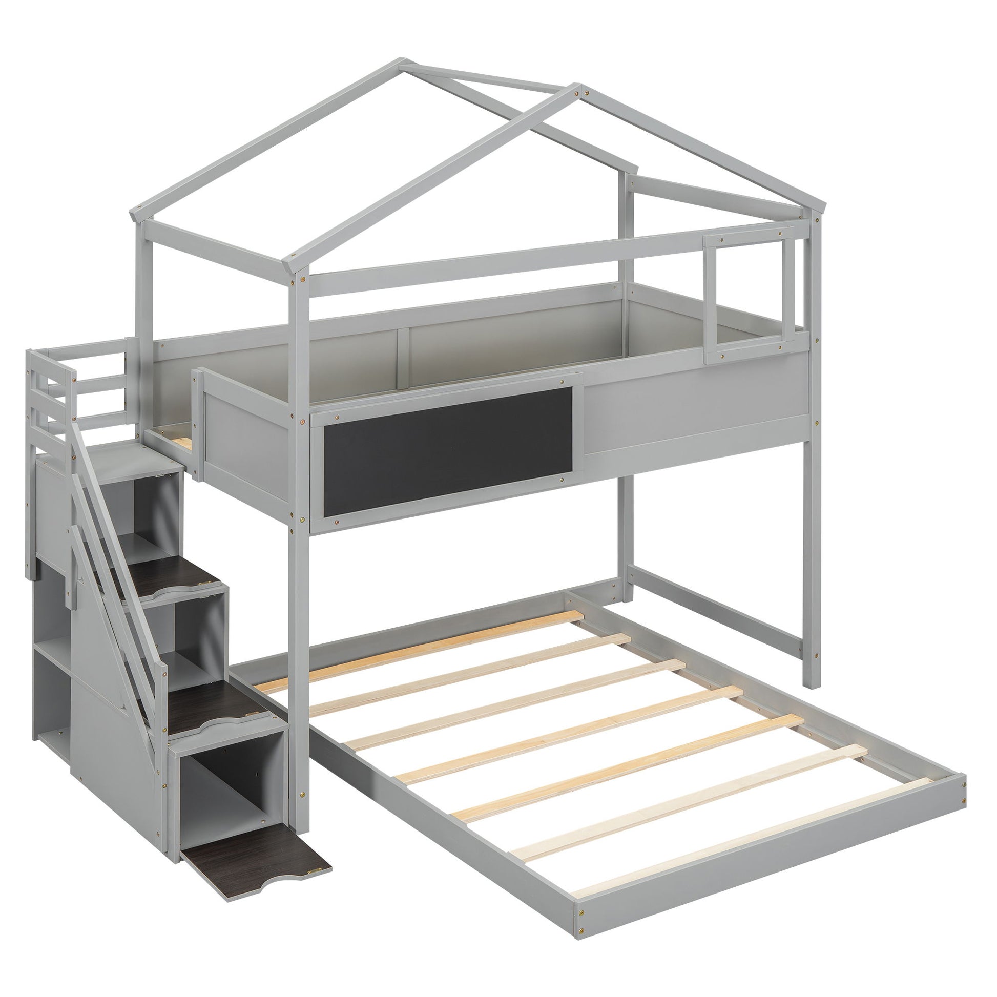 House Style Bunk Bed With Storage Staircase And board - The Sleep Loft - Online Mattress Showroom NYC