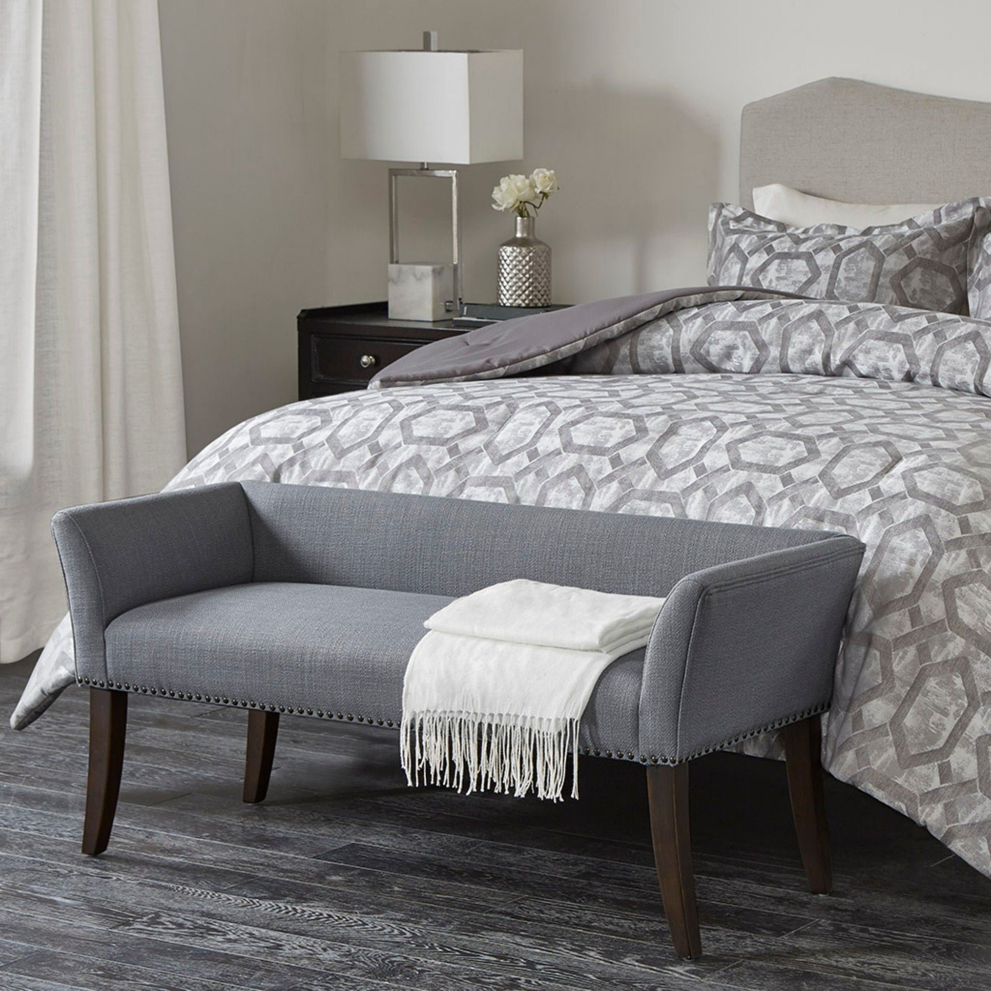 Elegant Design Bench Upholstery, Solid Wood Frame - The Sleep Loft - Online Mattress Showroom NYC