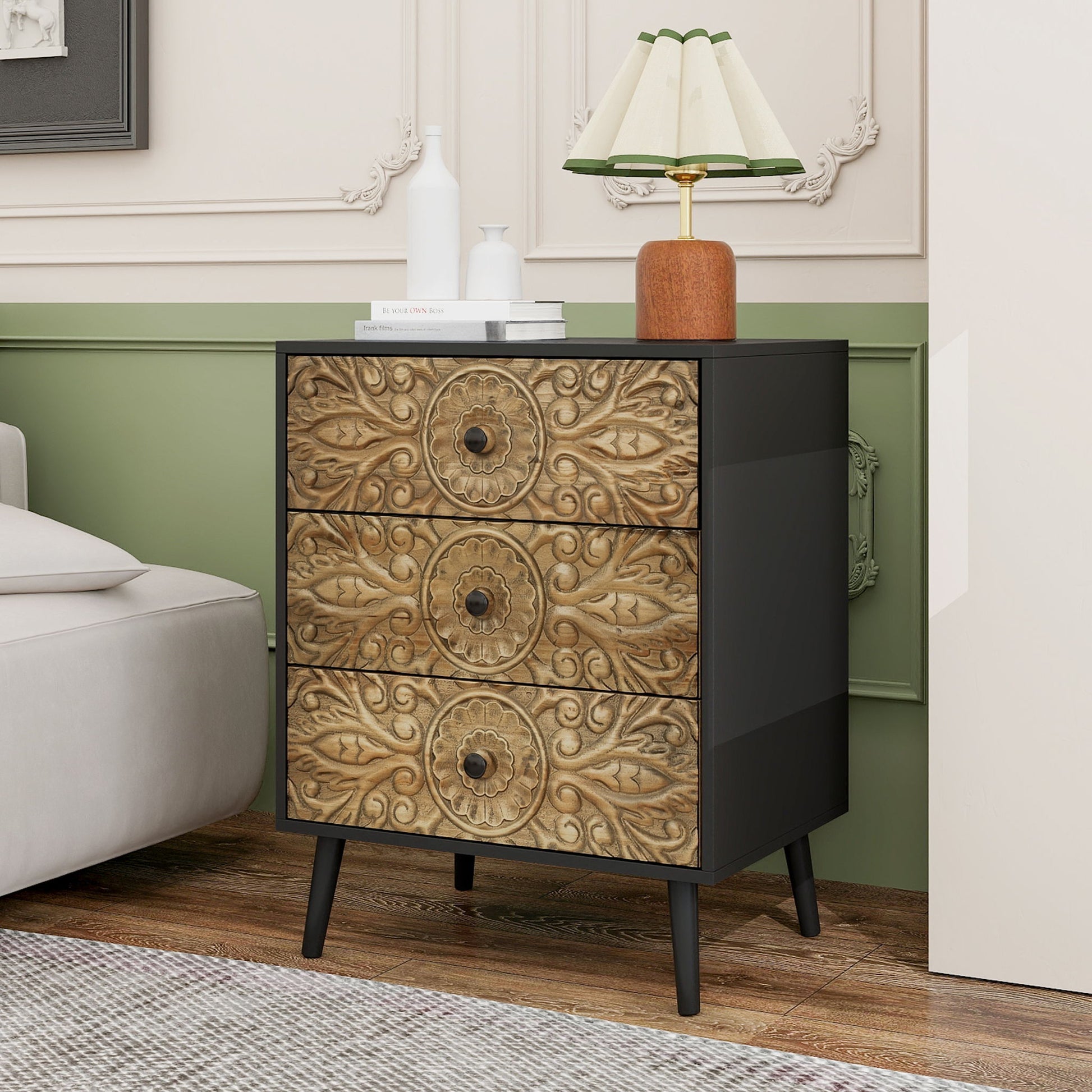 3 Drawer Cabinet, Suitable For Bedroom - Black - The Sleep Loft - Online Mattress Showroom NYC