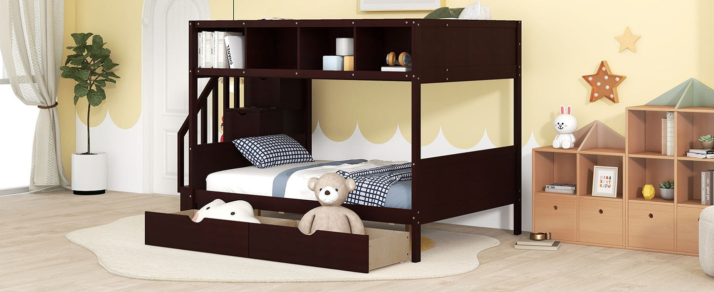 Bunk Bed With Shelfs, Storage Staircase And 2 Drawers - The Sleep Loft - Online Mattress Showroom NYC