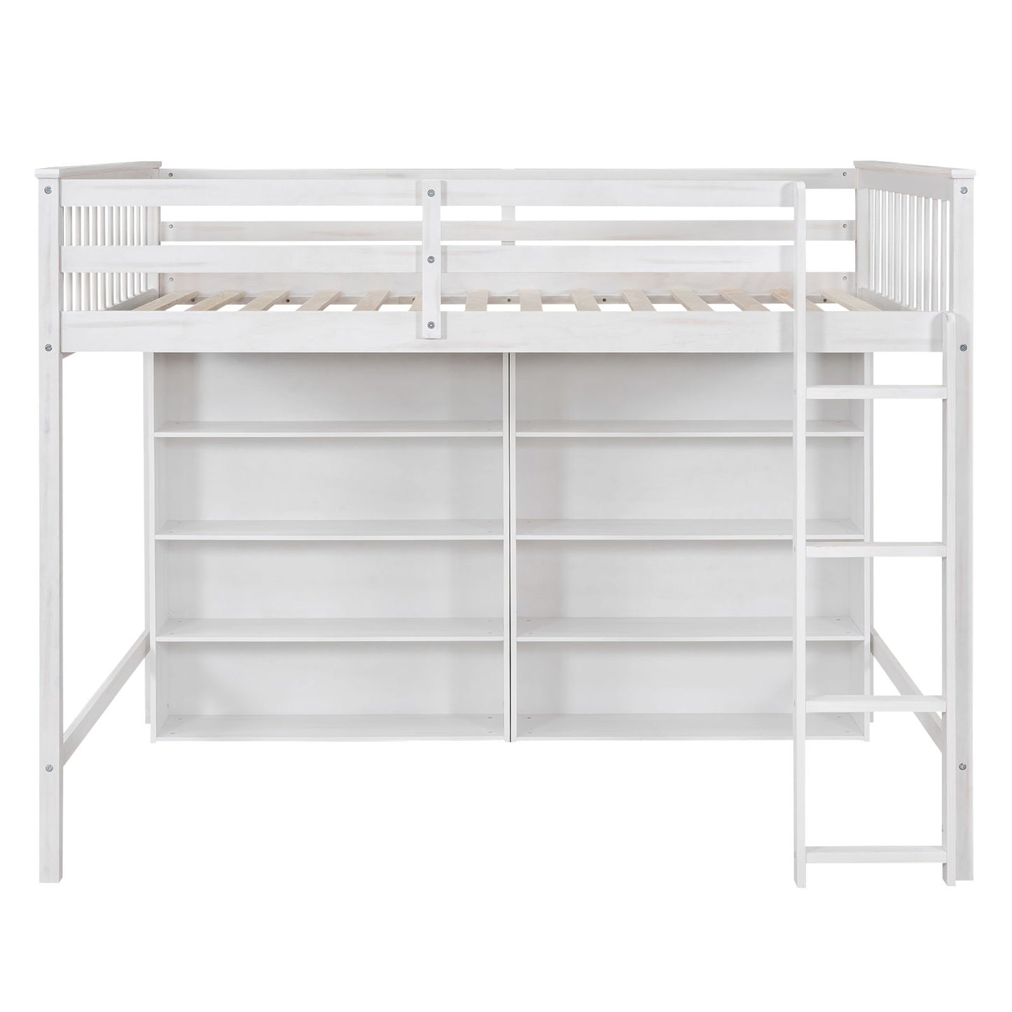 Loft Bed With 8 Open Storage Shelves And Built In Ladder - The Sleep Loft - Online Mattress Showroom NYC