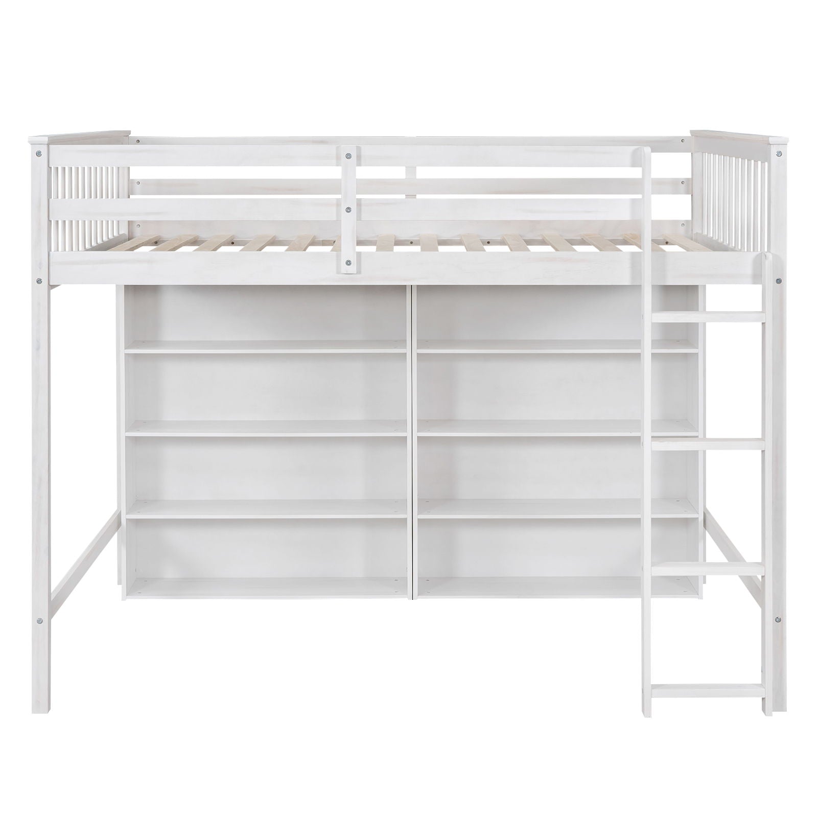 Loft Bed With 8 Open Storage Shelves And Built In Ladder - The Sleep Loft - Online Mattress Showroom NYC
