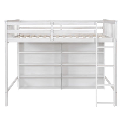 Loft Bed With 8 Open Storage Shelves And Built In Ladder - The Sleep Loft - Online Mattress Showroom NYC