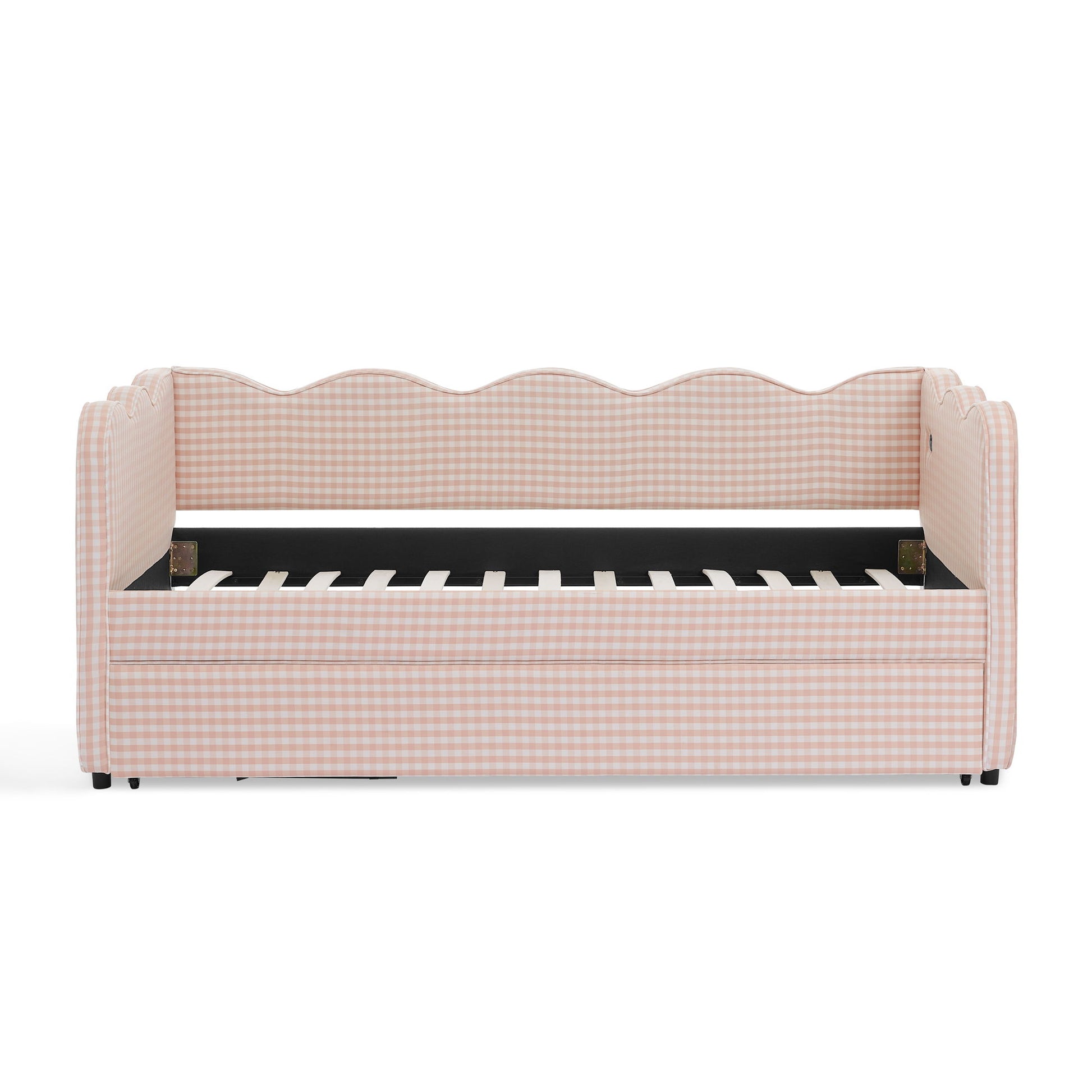 Gingham Daybed With USB Charging Port, Wave Shaped Design - The Sleep Loft - Online Mattress Showroom NYC