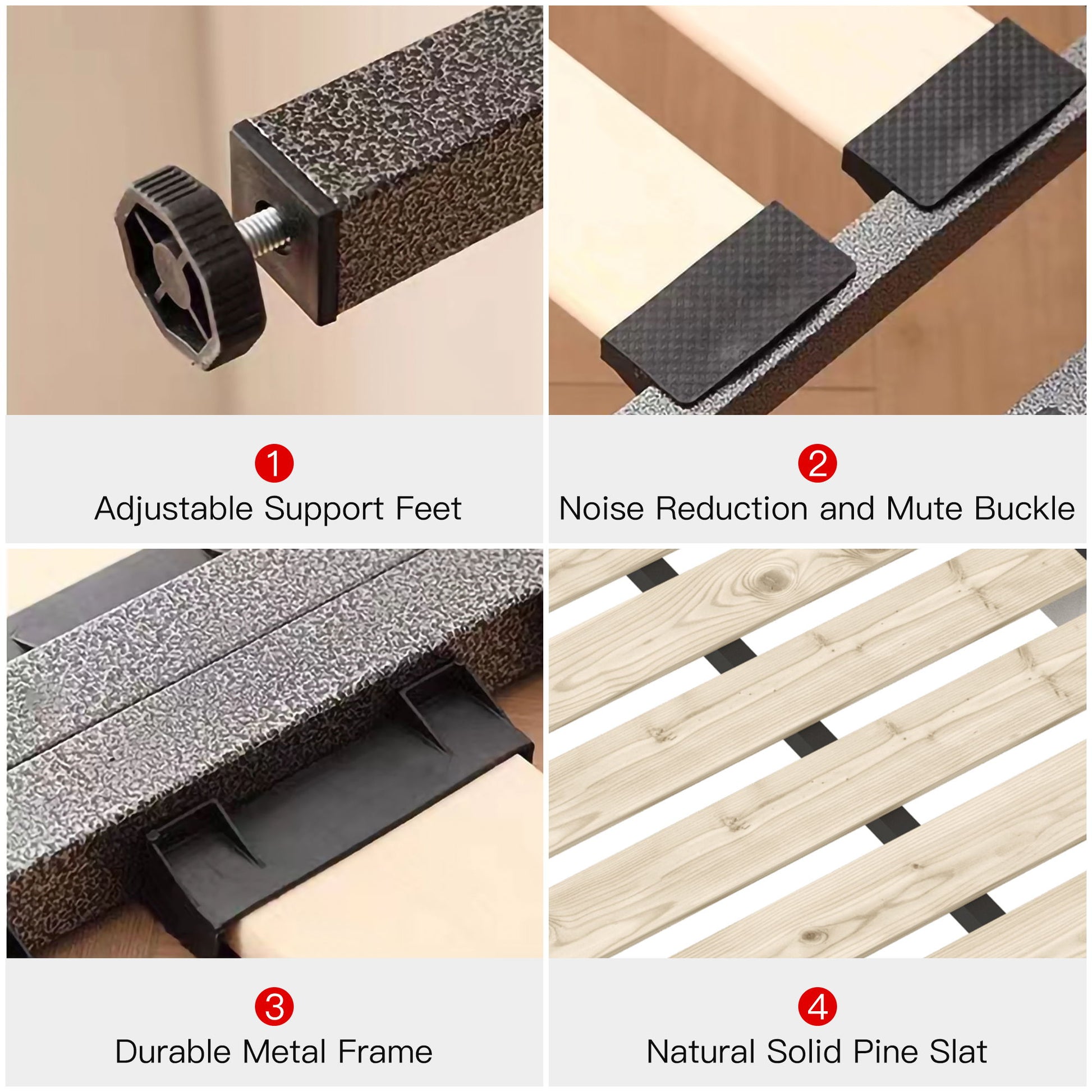 King Size Platform Bed With Special-Shaped Headboard - Cream - The Sleep Loft - Online Mattress Showroom NYC