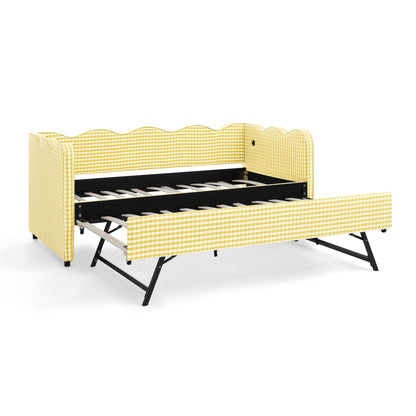 Gingham Daybed With USB Charging Port, Wave-Shaped Design - The Sleep Loft - Online Mattress Showroom NYC