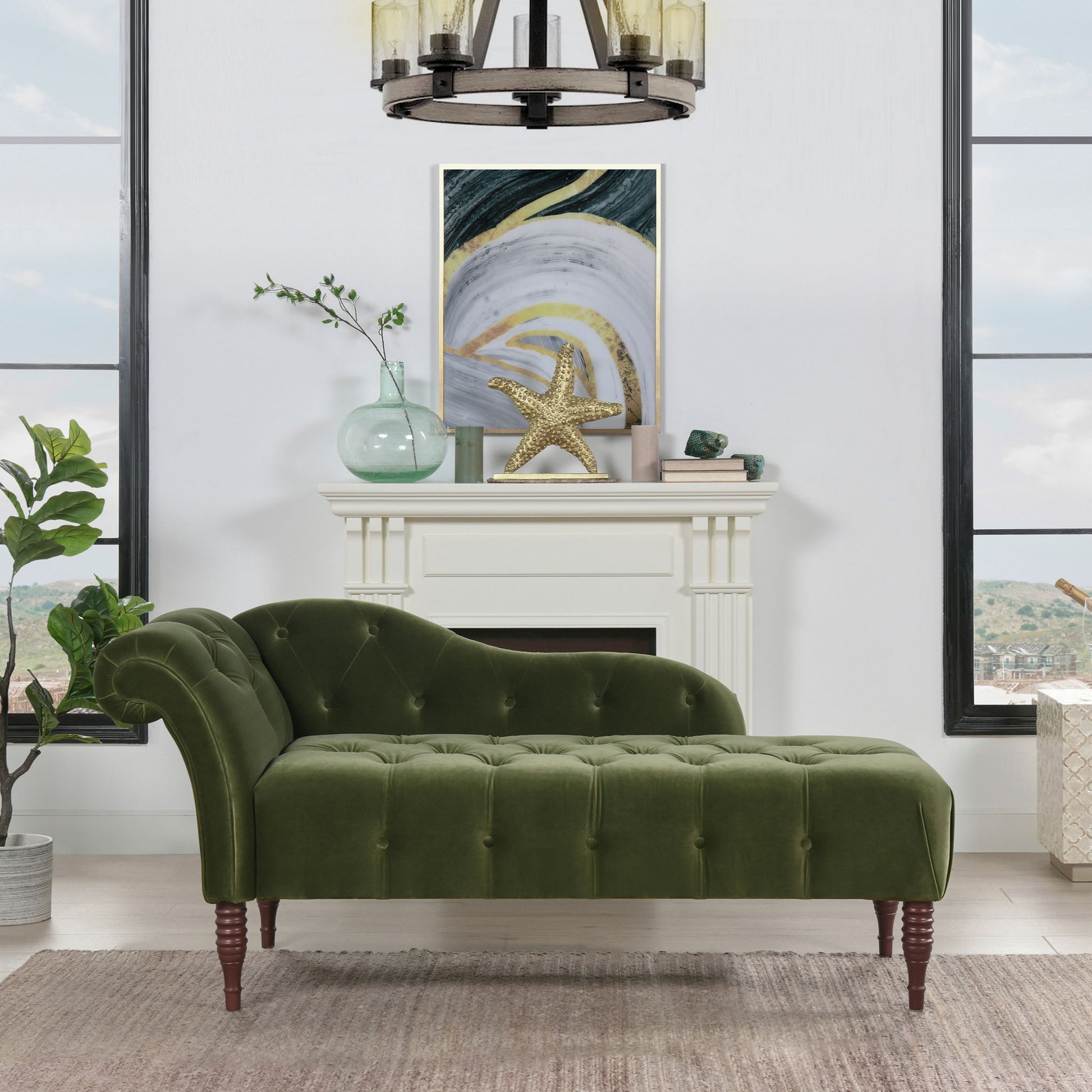 Samuel - Tufted Roll Arm Chaise Lounge - The Sleep Loft - Online Mattress Showroom NYC