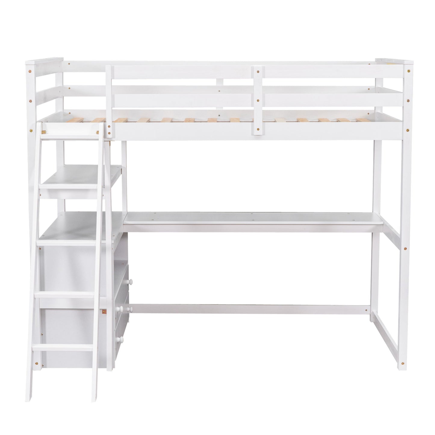 Modern Loft Bed With Built In Desk, Shelves, And 2 Drawers - The Sleep Loft - Online Mattress Showroom NYC