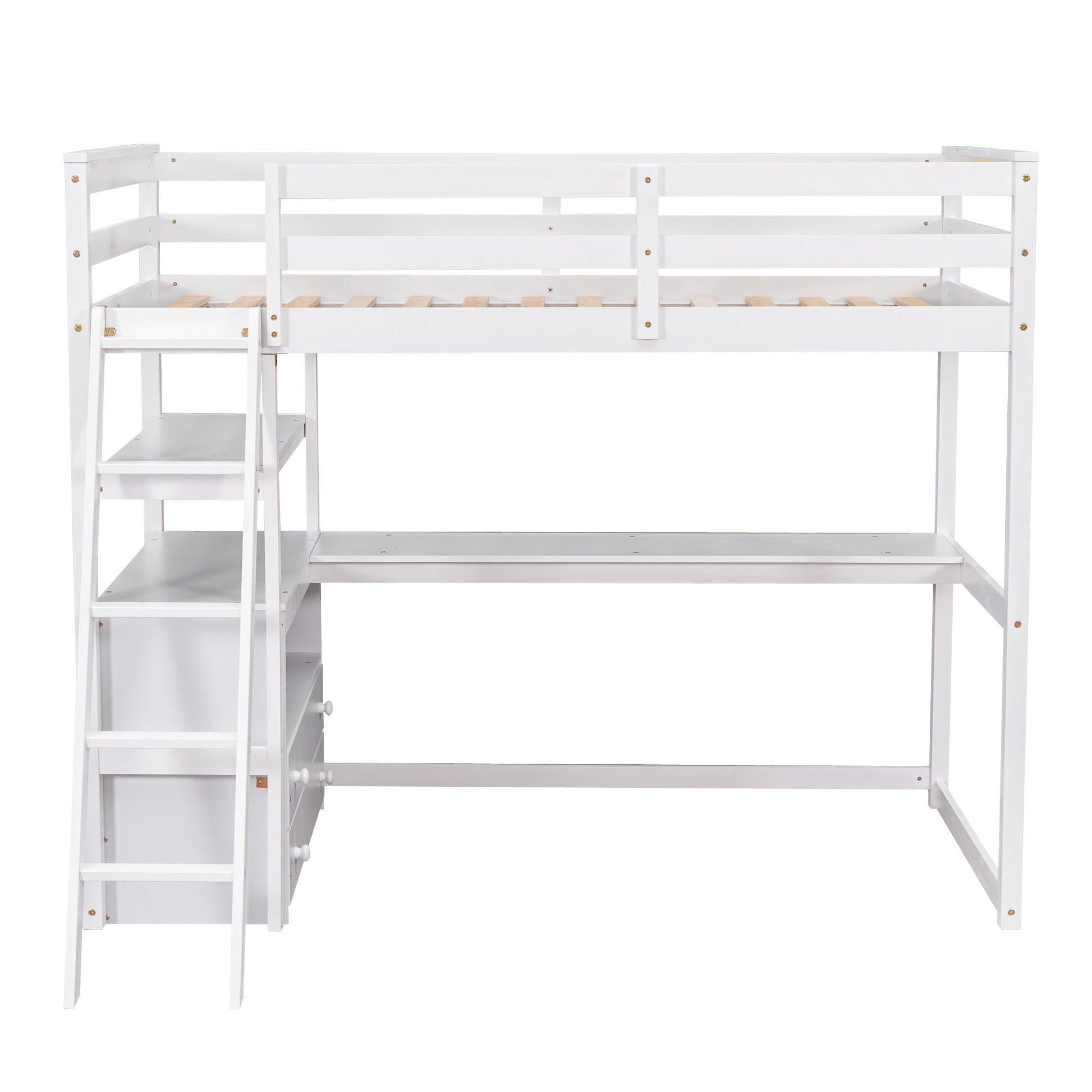 Modern Loft Bed With Built In Desk, Shelves, And 2 Drawers - The Sleep Loft - Online Mattress Showroom NYC