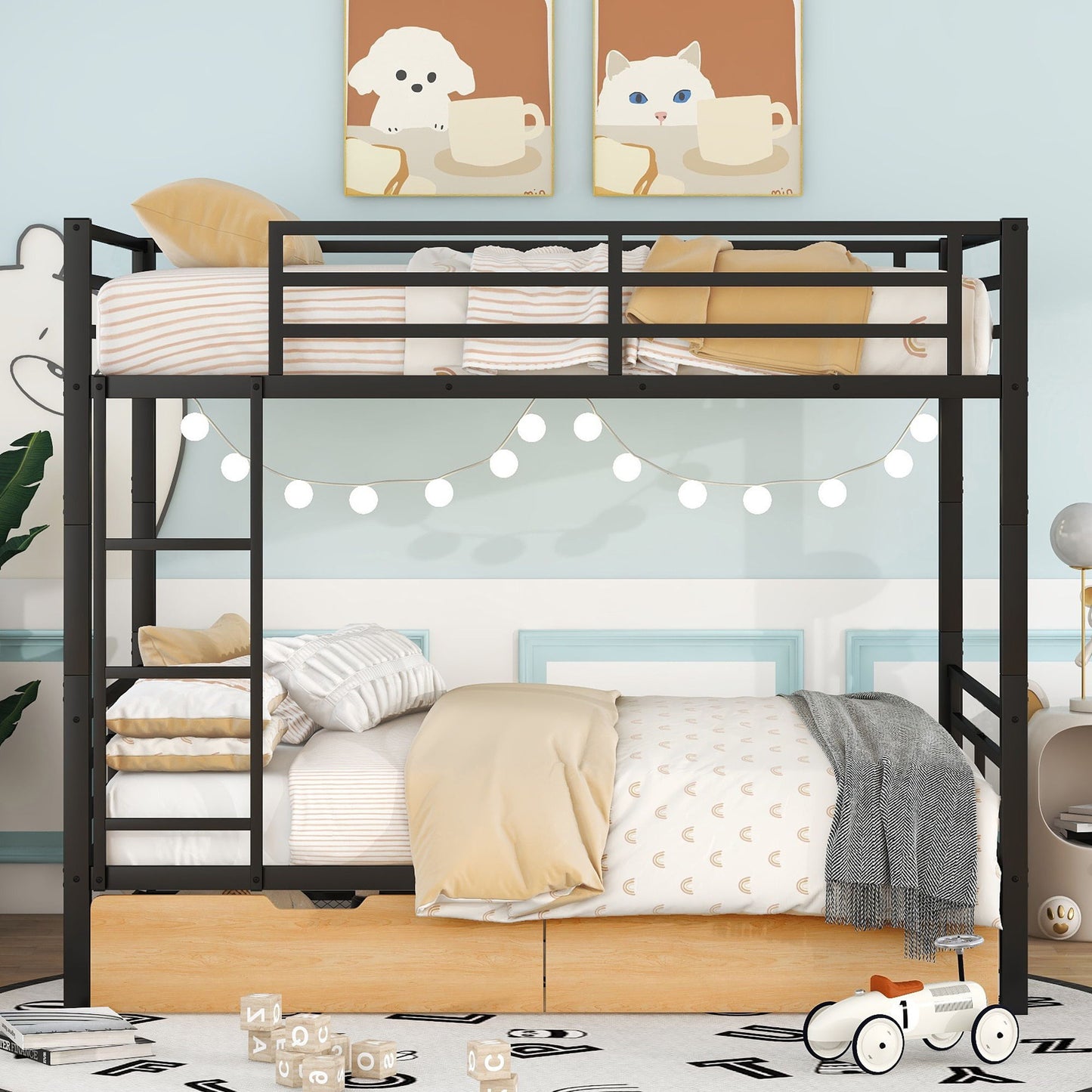 Full Size Convertible Bunk Bed With 2 Drawers Durable - Black - The Sleep Loft - Online Mattress Showroom NYC