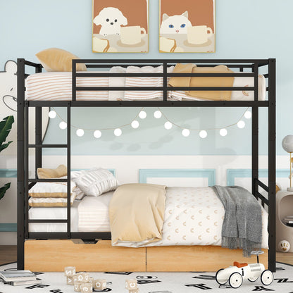 Full Size Convertible Bunk Bed With 2 Drawers Durable - Black - The Sleep Loft - Online Mattress Showroom NYC