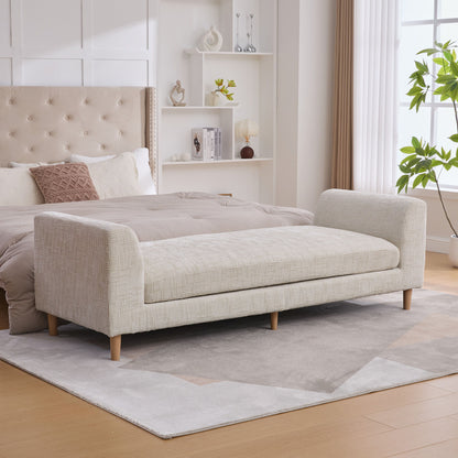 Modern Upholstered End Of Bed Bench With Armrests - The Sleep Loft - Online Mattress Showroom NYC