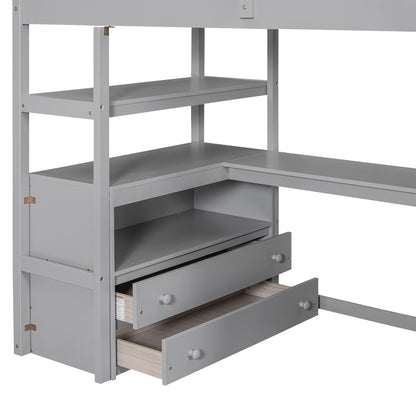 Loft Bed With Desk, Shelves, 2 Drawers, Storage Staircase - The Sleep Loft - Online Mattress Showroom NYC