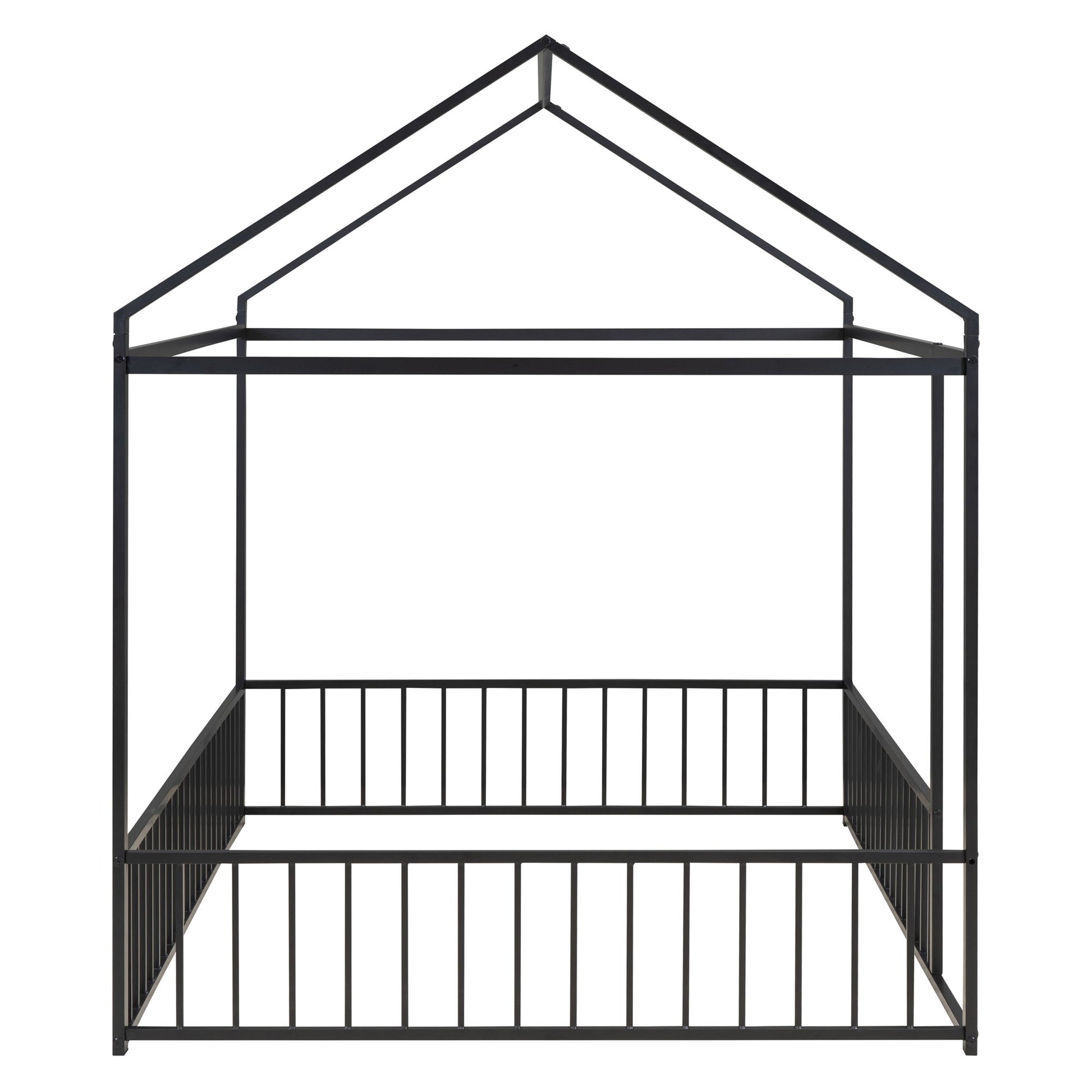 Metal Bed House Bed Frame With Fence - The Sleep Loft - Online Mattress Showroom NYC