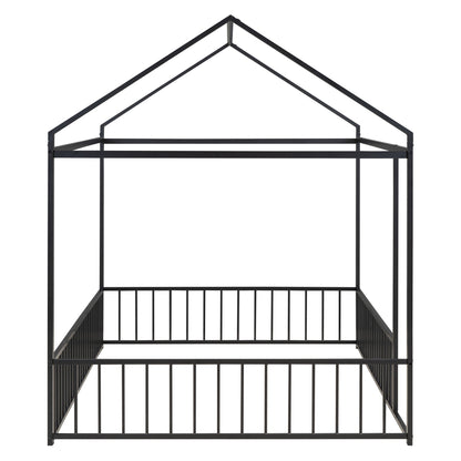 Metal Bed House Bed Frame With Fence - The Sleep Loft - Online Mattress Showroom NYC