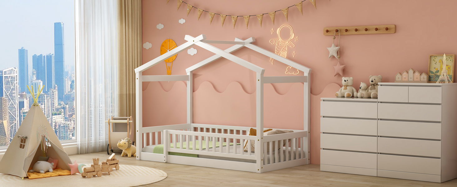 Bed House Bed Frame With Fence - The Sleep Loft - Online Mattress Showroom NYC