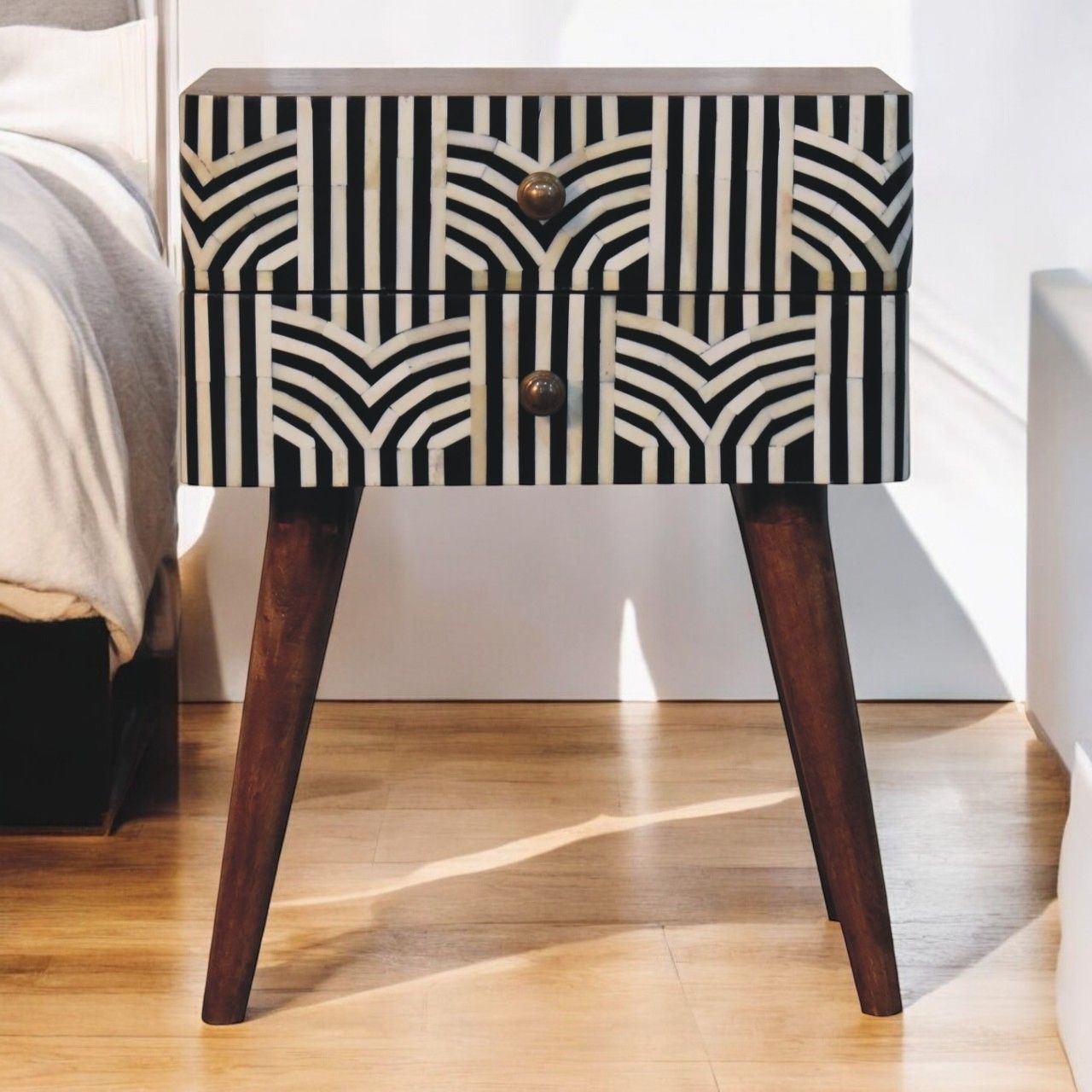 Edessa Bone Inlay Bedside - The Sleep Loft - Online Mattress Showroom NYC