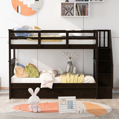 Stairway Bunk Bed With Storage And Guard Rail For Bedroom - The Sleep Loft - Online Mattress Showroom NYC
