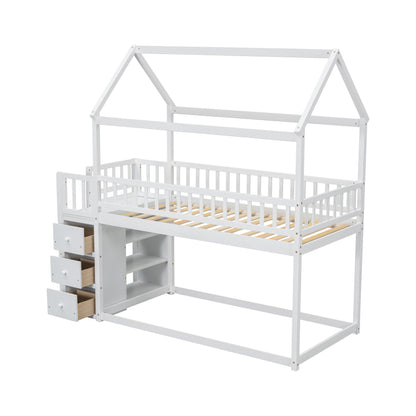 Bunk Bed With Shelves And Drawers, Storage Focused Design