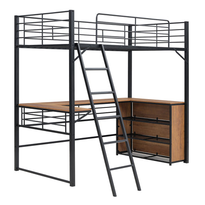 Loft Bed & 3 Layers Of Shelves And L-Shaped Desk - The Sleep Loft - Online Mattress Showroom NYC