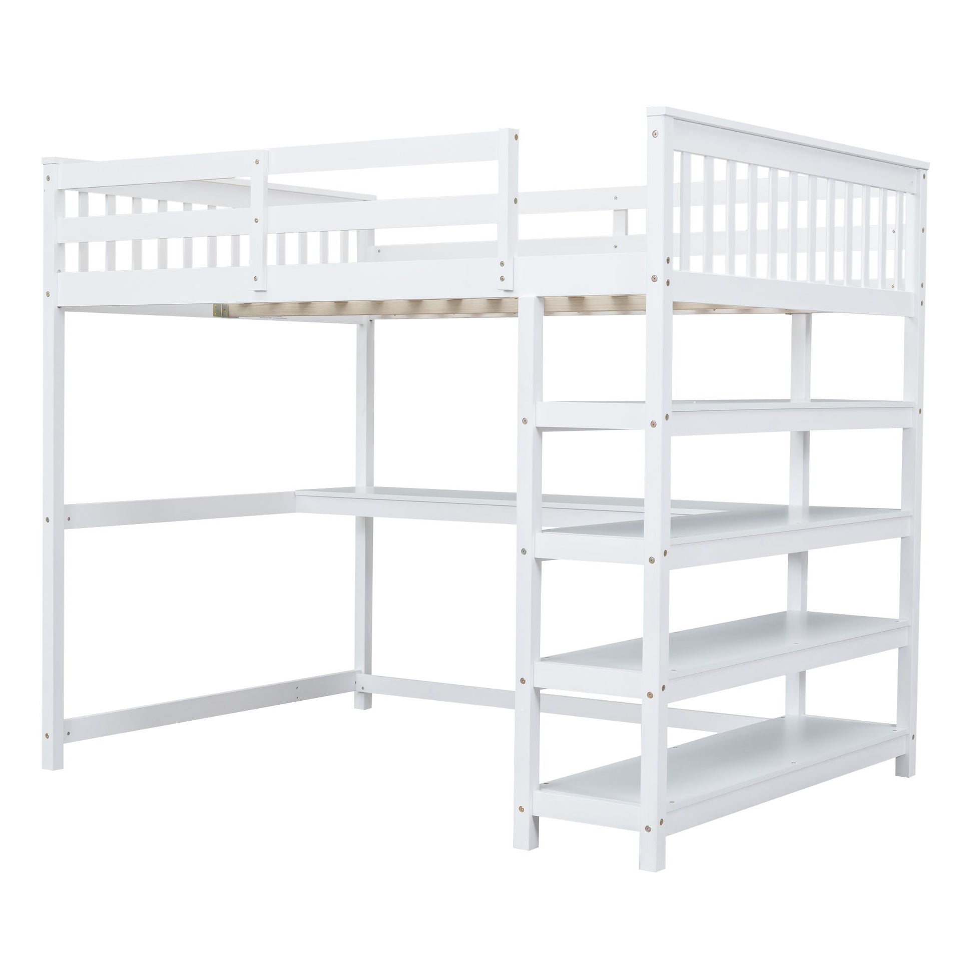 Loft Bed With Storage Shelves And Under Bed Desk - The Sleep Loft - Online Mattress Showroom NYC