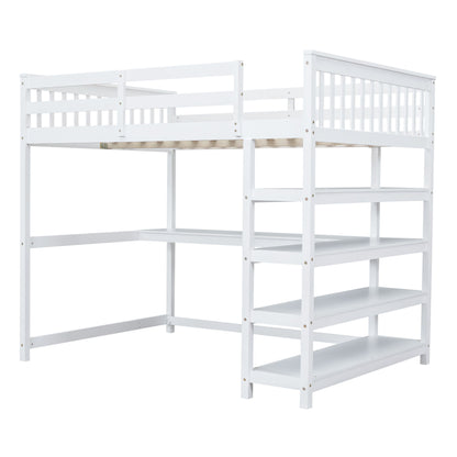 Loft Bed With Storage Shelves And Under Bed Desk - The Sleep Loft - Online Mattress Showroom NYC