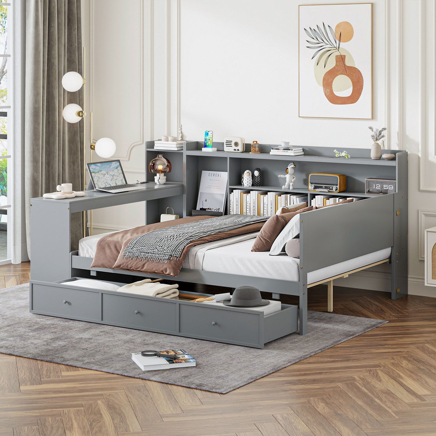 Daybed With 3 Drawers USB Ports And Desk - The Sleep Loft - Online Mattress Showroom NYC