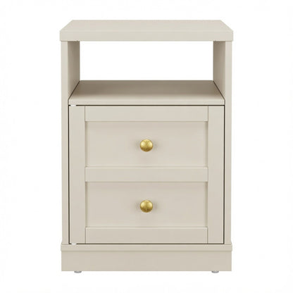 Nightstand With Door & Shelf, 2 Drawer Side Table