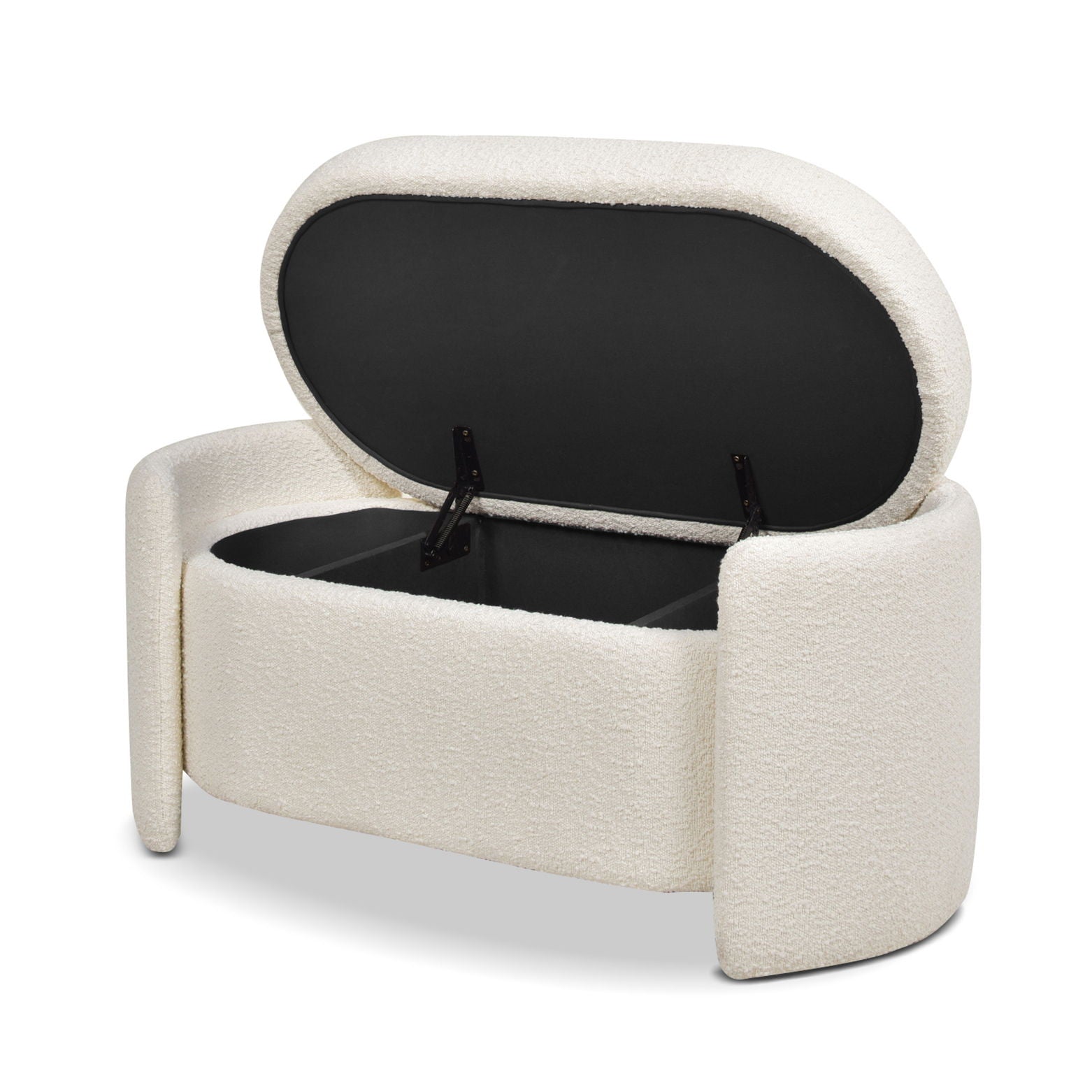 Fuji - Oval Storage Bench, Upholstered - Ivory White - The Sleep Loft - Online Mattress Showroom NYC