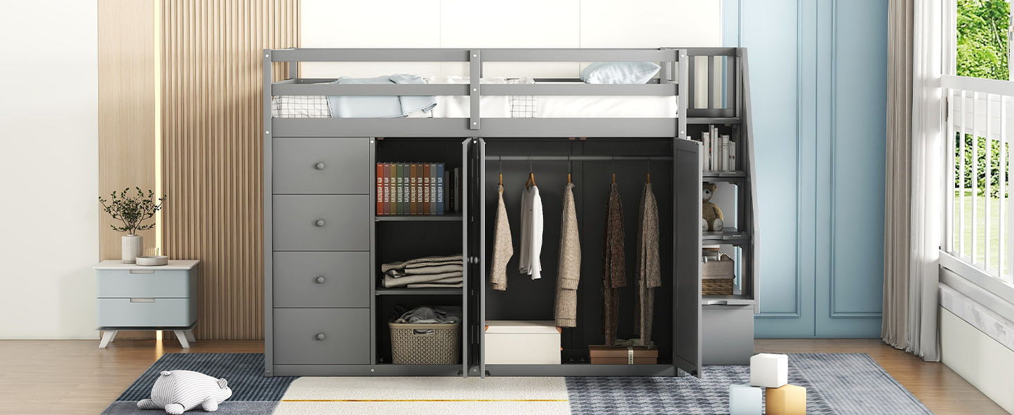 Loft Bed With Built In Wardrobes, Cabinets And Drawers - The Sleep Loft - Online Mattress Showroom NYC