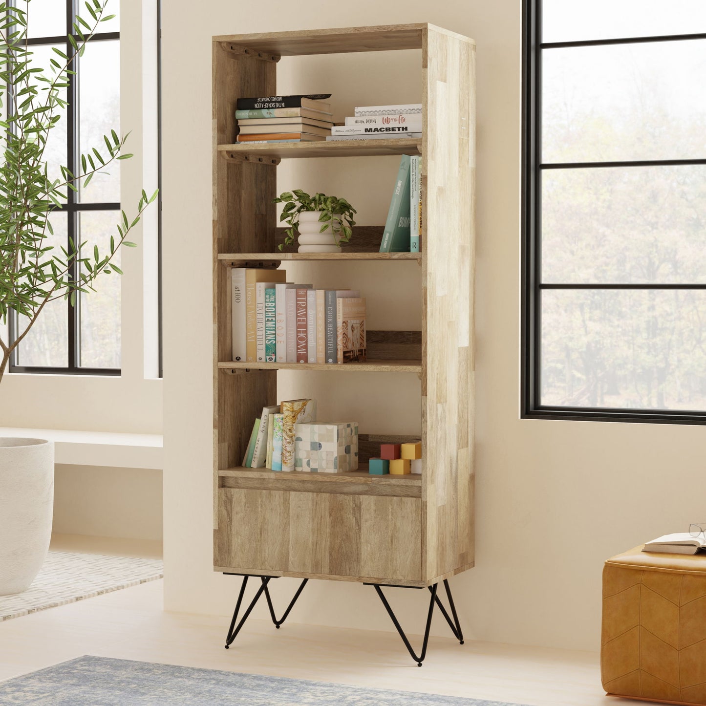 Hunter - Tall Bookcase - Natural - The Sleep Loft - Online Mattress Showroom NYC