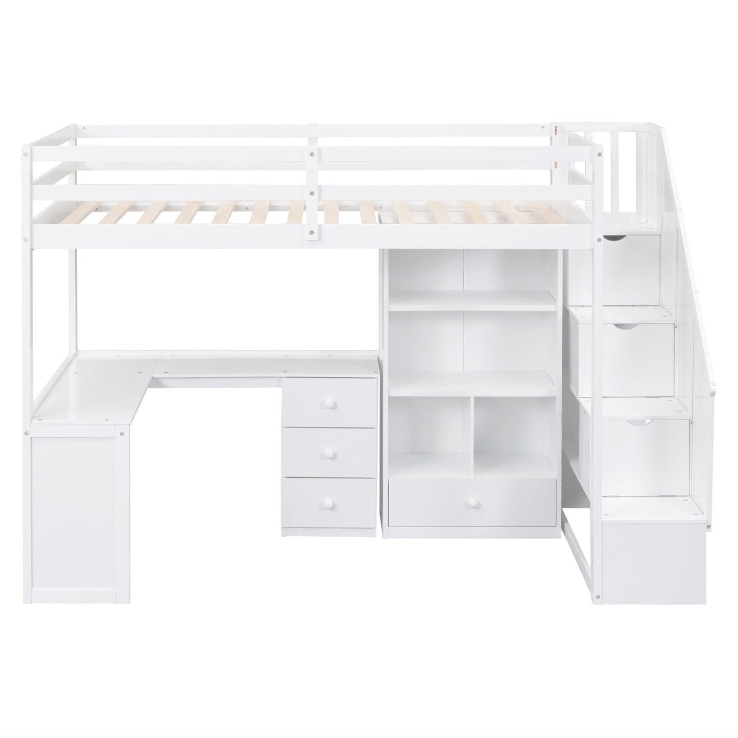 Loft Bed With L Shaped Desk, Drawers, Cabinet, And Storage Staircase - The Sleep Loft - Online Mattress Showroom NYC
