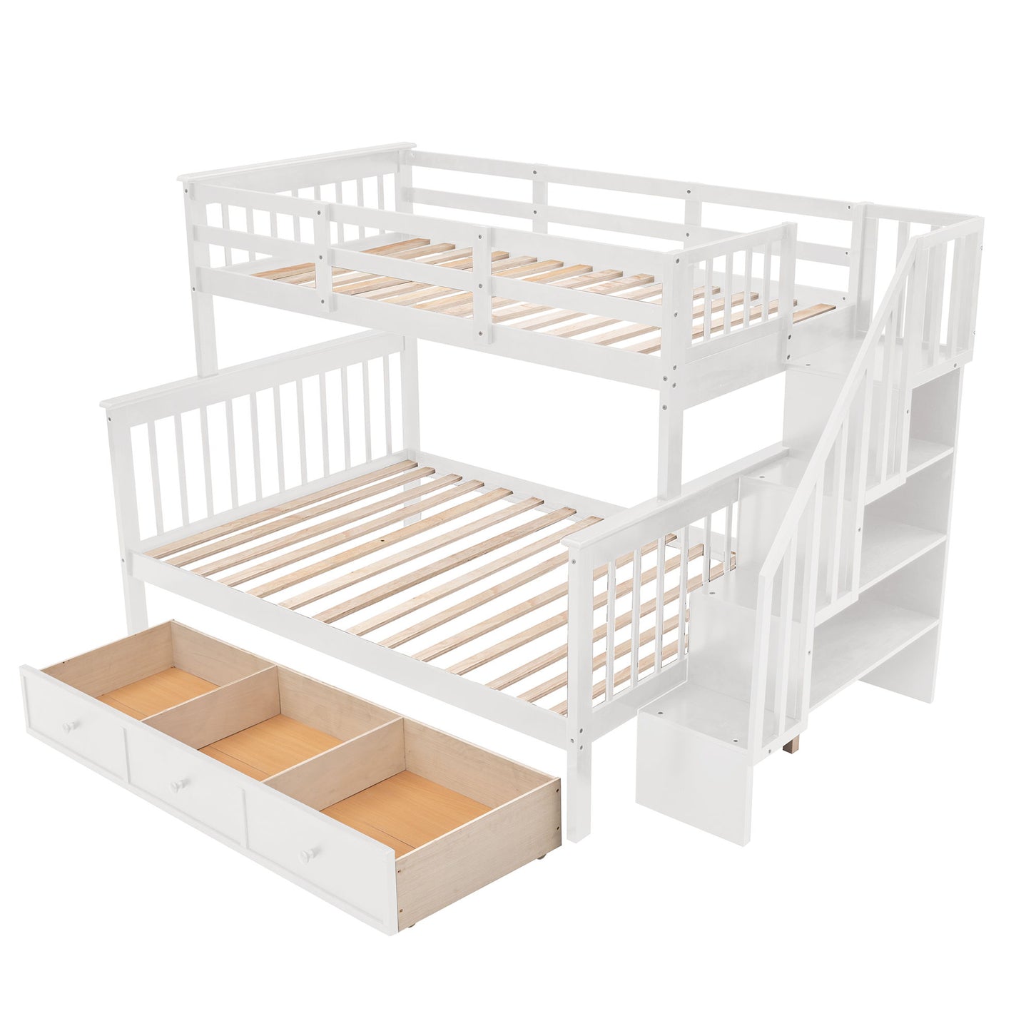 Stairway Bunk Bed With Storage And Guard Rail For Bedroom - The Sleep Loft - Online Mattress Showroom NYC