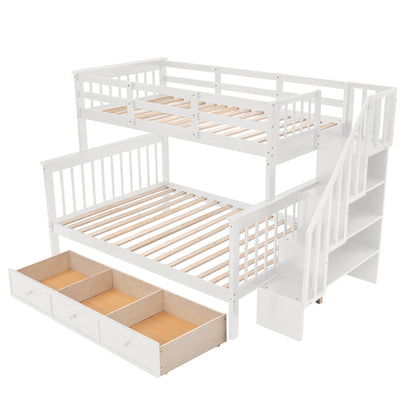 Stairway Bunk Bed With Storage And Guard Rail For Bedroom - The Sleep Loft - Online Mattress Showroom NYC